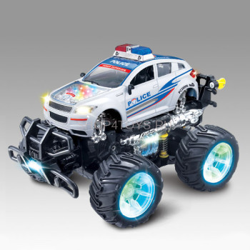 Радиоуправляемый автомобиль перевертыш Acrobatic Dancing Police Car 1:14 - 333-541B Машинка-перевертыш со светящимися колеса и звуком. Корпус в виде полицейского автомобиля Ford Kuga