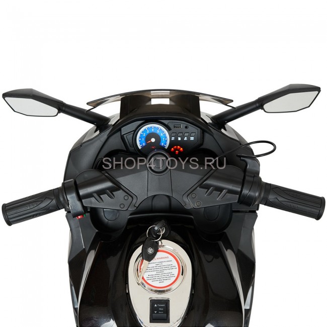 Детский электромотоцикл Kawasaki Ninja (12V, EVA, спидометр, ручка газа) - DLS07-BLACK