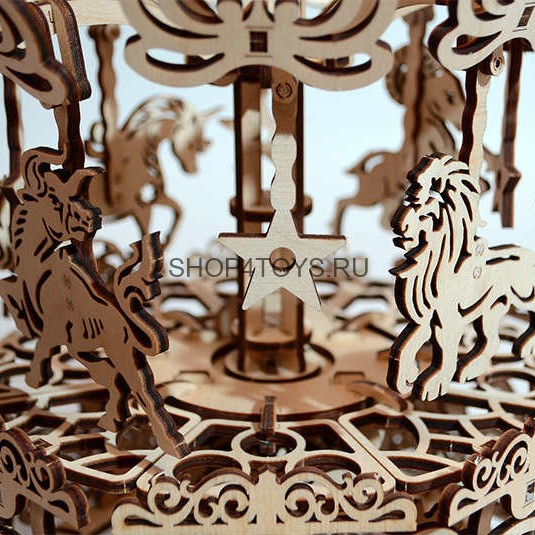 Механический 3D-пазл из дерева Wood Trick Карусель - 1234-11