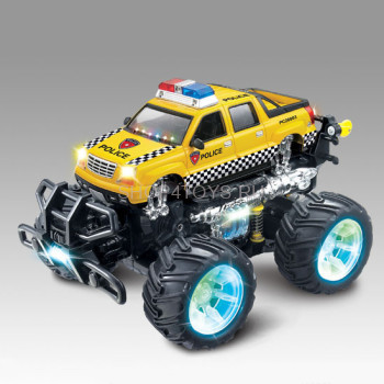 Радиоуправляемый автомобиль перевертыш Acrobatic Dancing Police Car 1:14 - 333-547B Машинка-перевертыш со светящимися колеса и звуком. Корпус в виде полицейского автомобиля Cadillac Escalade