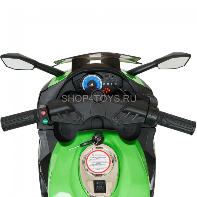 Детский электромотоцикл Kawasaki Ninja (12V, EVA, спидометр, ручка газа) - DLS07-GREEN