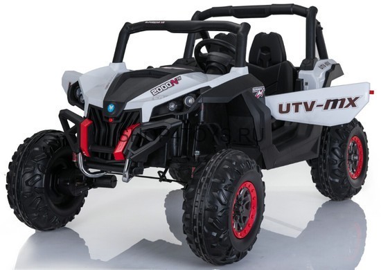 Двухместный полноприводный электромобиль White UTV-MX Buggy 12V MP4 - XMX603-WHITE-MP4