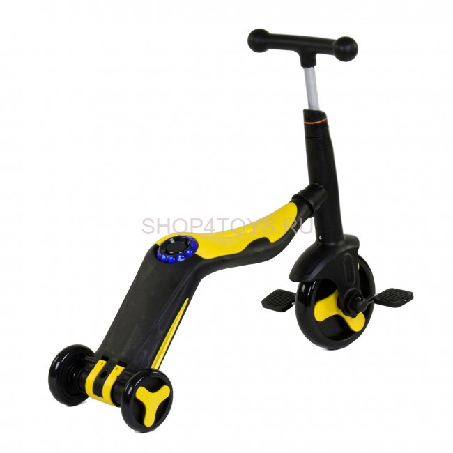 Детский самокат-беговел с музыкой 3в1 (самокат, беговел, велосипед) - FL-868 черно-желтый Детский самокат-беговел с музыкой 3в1 (самокат, беговел, велосипед) - FL-868 черно-желтый