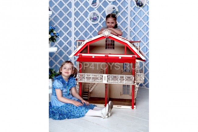 Конструктор 3D деревянный подвижный Lemmo Большой дом для кукол - 00-15