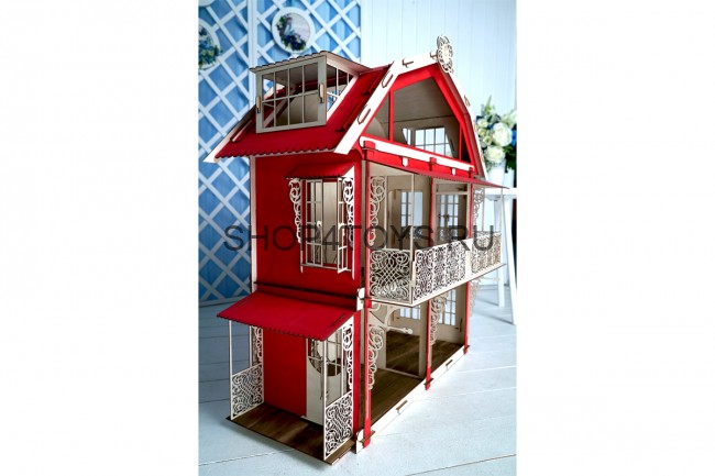 Конструктор 3D деревянный подвижный Lemmo Большой дом для кукол - 00-15