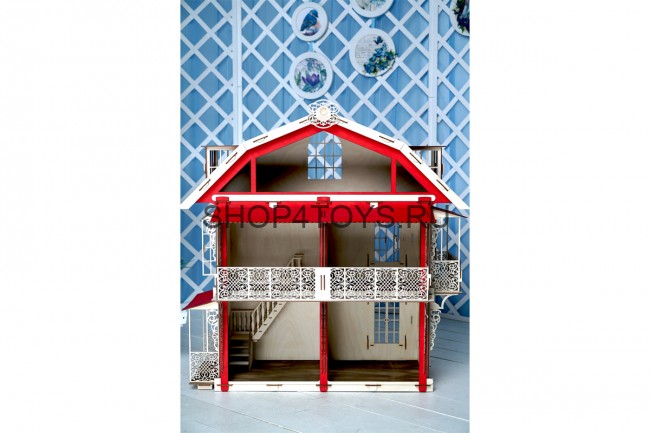 Конструктор 3D деревянный подвижный Lemmo Большой дом для кукол - 00-15