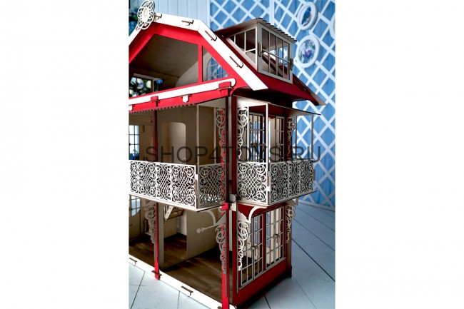 Конструктор 3D деревянный подвижный Lemmo Большой дом для кукол - 00-15