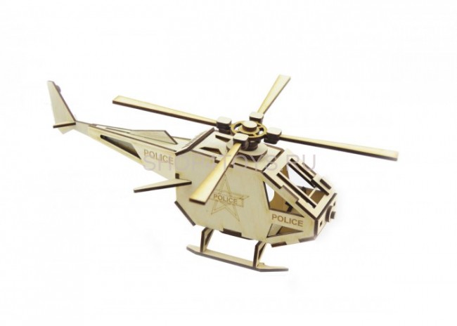 Конструктор 3D деревянный подвижный Lemmo Вертолет Полиция - ВТ-1 Конструктор 3D деревянный подвижный Lemmo Вертолет Полиция - ВТ-1
