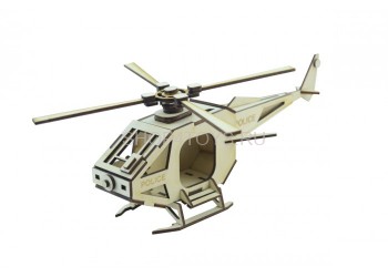 Конструктор 3D деревянный подвижный Lemmo Вертолет Полиция - ВТ-1 Набор Вертолет Полиция подходит для ребенка от 5 лет. У собранной модели вращается винт.