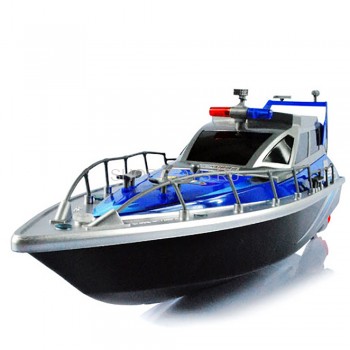 Радиоуправляемый полицейский катер 1:20 2.4G - HT-2875B-BLUE Радиоуправляемая модель скоростного катера с двумя моторами.