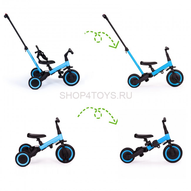 Детский беговел-велосипед 4в1 с родительской ручкой, синий - TR007-BLUE Детский беговел-велосипед 4в1 с родительской ручкой, синий - TR007-BLUE