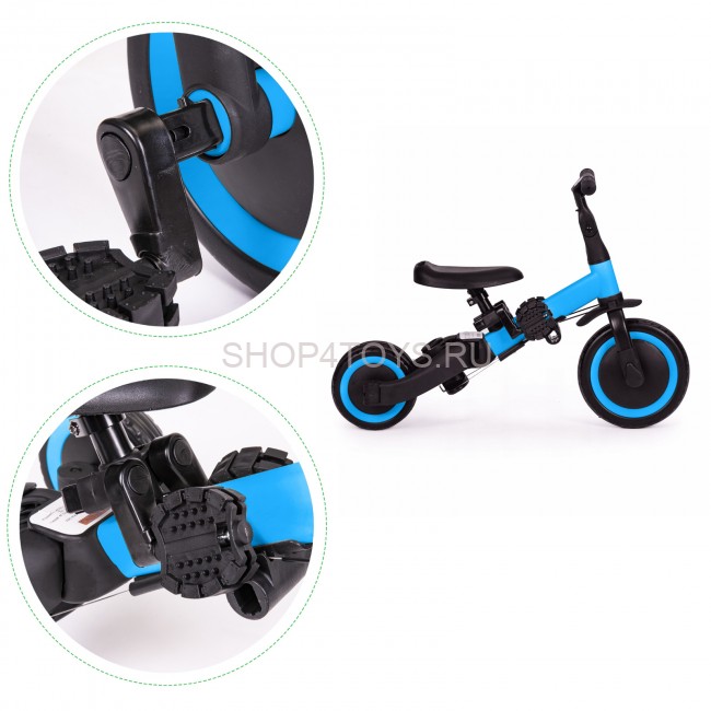 Детский беговел-велосипед 4в1 с родительской ручкой, синий - TR007-BLUE Детский беговел-велосипед 4в1 с родительской ручкой, синий - TR007-BLUE