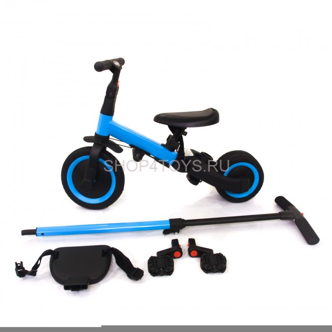 Детский беговел-велосипед 4в1 с родительской ручкой, синий - TR007-BLUE Детский беговел-велосипед 4в1 с родительской ручкой, синий - TR007-BLUE