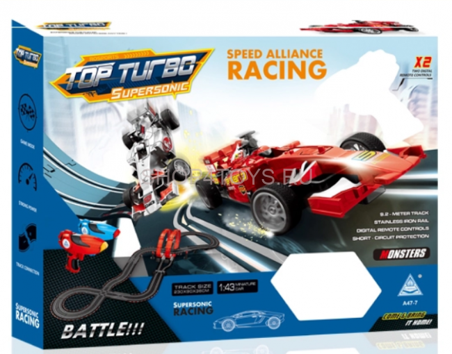 Гоночный автотрек Soba (740 см, 2 машинки на пульте, питание от сети, 27 MHz) - SOBA-A47-9 Гоночный автотрек Soba (740 см, 2 машинки на пульте, питание от сети, 27 MHz) - SOBA-A47-9