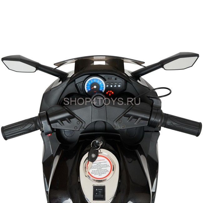 Детский электромотоцикл Kawasaki Ninja (12V, спидометр, ручка газа) - DLS07-BLACK-PLASTIC