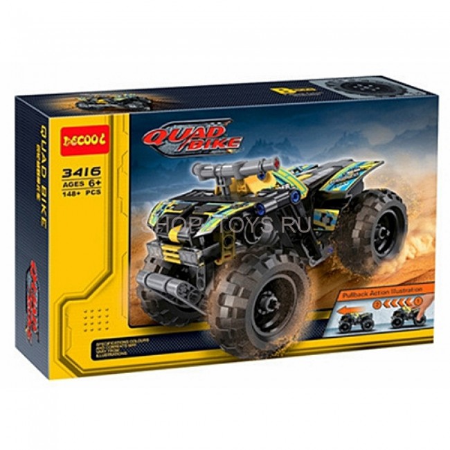 Конструктор DeCool квадроцикл с инерционным механизмом, 148 деталей - DL-3416