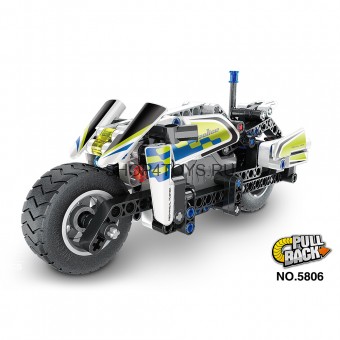 Конструктор QiHui Technics "Полицейский мотоцикл" (инерционная модель), 193 детали - QH5806 Конструктор QiHui Technics "Полицейский мотоцикл" (инерционная модель), 193 детали - QH5806