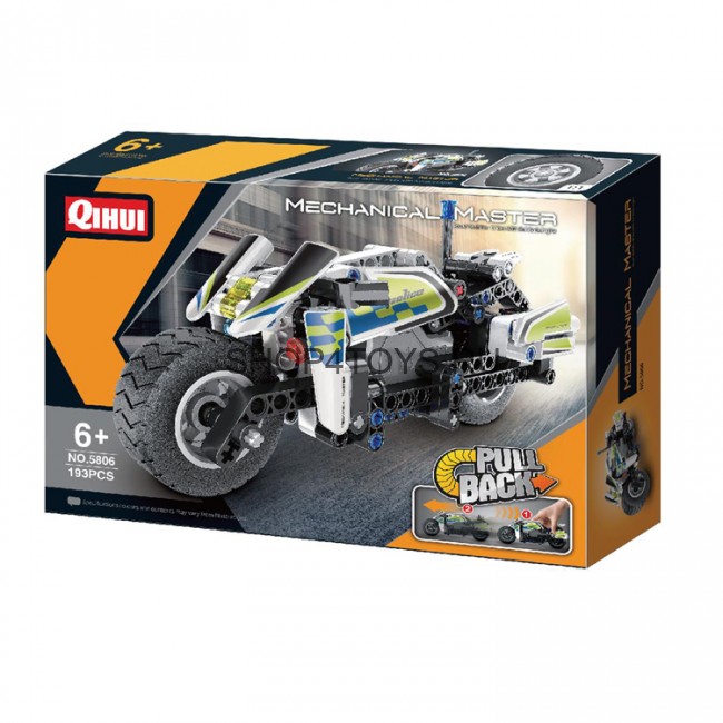 Конструктор QiHui Technics "Полицейский мотоцикл" (инерционная модель), 193 детали - QH5806