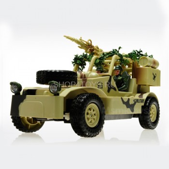 Радиоуправляемый военный джип Field Vehicle 1:20 - 8019B Военный джип с пулеметной установкой, да ещё и с солдатами и собаками станет незаменимым помощником на поле боя.