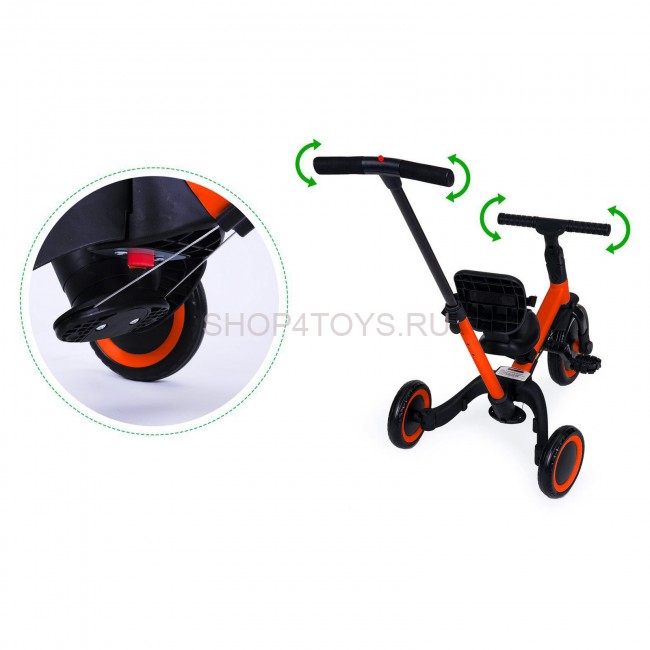 Детский беговел-велосипед 4в1 с родительской ручкой, красный - TR007-RED Детский беговел-велосипед 4в1 с родительской ручкой, красный - TR007-RED