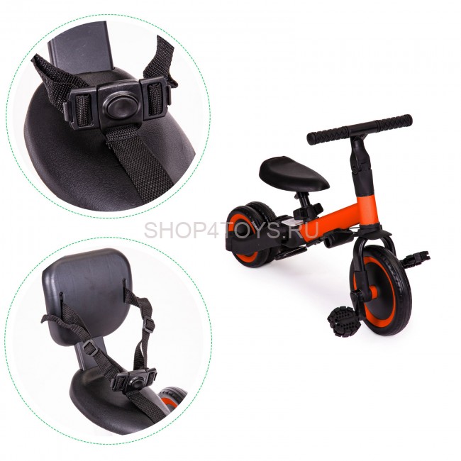 Детский беговел-велосипед 4в1 с родительской ручкой, красный - TR007-RED Детский беговел-велосипед 4в1 с родительской ручкой, красный - TR007-RED