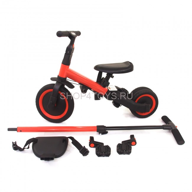 Детский беговел-велосипед 4в1 с родительской ручкой, красный - TR007-RED Детский беговел-велосипед 4в1 с родительской ручкой, красный - TR007-RED