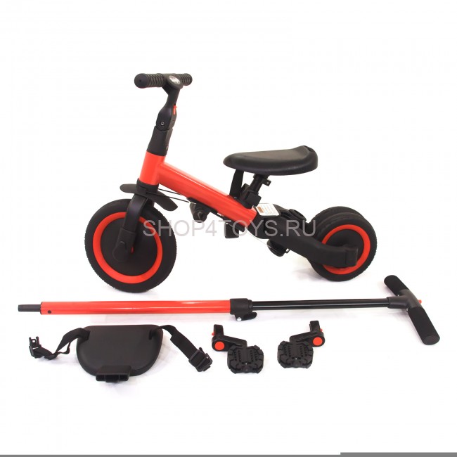Детский беговел-велосипед 4в1 с родительской ручкой, красный - TR007-RED Детский беговел-велосипед 4в1 с родительской ручкой, красный - TR007-RED