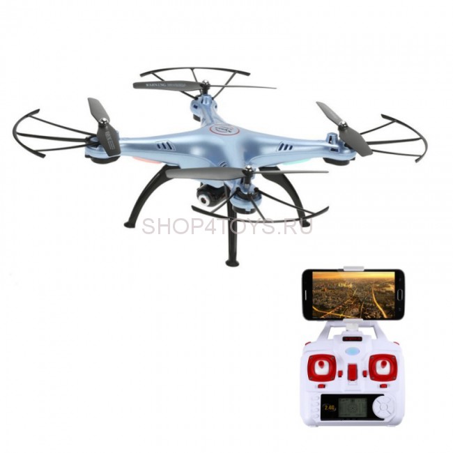 Радиоуправляемый синий квадрокоптер Syma X5HW с барометром Wi-Fi FPV - X5HW-B Радиоуправляемый синий квадрокоптер Syma X5HW с барометром Wi-Fi FPV - X5HW-B