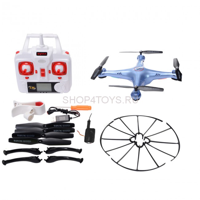 Радиоуправляемый синий квадрокоптер Syma X5HW с барометром Wi-Fi FPV - X5HW-B Радиоуправляемый синий квадрокоптер Syma X5HW с барометром Wi-Fi FPV - X5HW-B