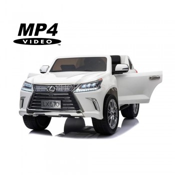 Детский электромобиль Lexus LX570 4WD MP4 - DK-LX570-WHITE-MP4 Детский электромобиль Lexus LX570 4WD MP4 - DK-LX570-WHITE-MP4 – это легендарный двухместный внедорожник с полным приводом и сенсорным дисплеем для детей в возрасте от 1 года до 8 лет.