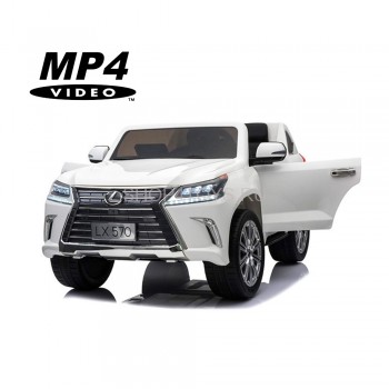 Детский электромобиль Lexus LX570 4WD MP4 - DK-LX570-WHITE-MP4 Детский электромобиль Lexus LX570 4WD MP4 - DK-LX570-WHITE-MP4 – это легендарный двухместный внедорожник с полным приводом и сенсорным дисплеем для детей в возрасте от 1 года до 8 лет.