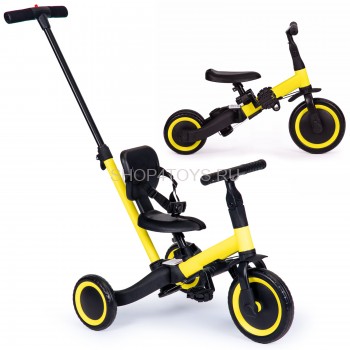 Детский беговел-велосипед 4в1 с родительской ручкой, желтый - TR007-YELLOW Детский беговел-велосипед 4в1 с родительской ручкой, желтый - TR007-YELLOW