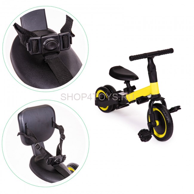 Детский беговел-велосипед 4в1 с родительской ручкой, желтый - TR007-YELLOW