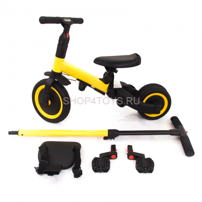 Детский беговел-велосипед 4в1 с родительской ручкой, желтый - TR007-YELLOW
