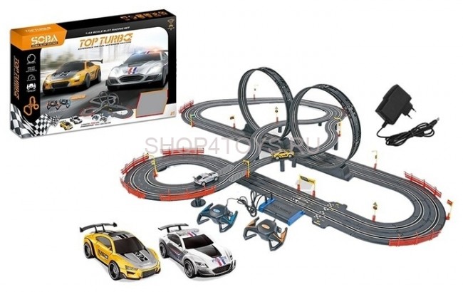 Гоночный автотрек Soba (790 см, 2 машинки на пульте, работает от сети и батареек) - SOBA-A49-10A Гоночный автотрек Soba (790 см, 2 машинки на пульте, работает от сети и батареек) - SOBA-A49-10A