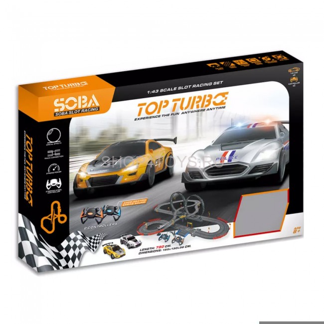 Гоночный автотрек Soba (790 см, 2 машинки на пульте, работает от сети и батареек) - SOBA-A49-10A Гоночный автотрек Soba (790 см, 2 машинки на пульте, работает от сети и батареек) - SOBA-A49-10A