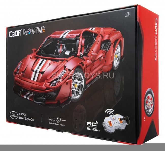 Конструктор CADA Ferrari 488 (3187 деталей, пульт, электропривод) - C61042W Конструктор CADA Ferrari 488 (3187 деталей, пульт, электропривод) - C61042W