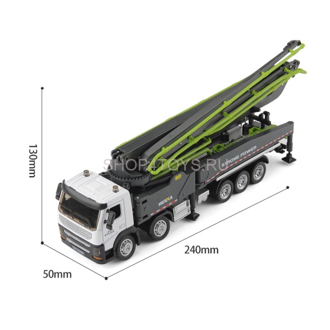 Металлический грузовик бетононасос HuiNa Toys 1:50 - HN1709-GREEN Металлический грузовик бетононасос HuiNa Toys 1:50 - HN1709-GREEN