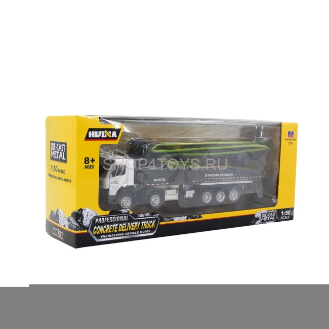 Металлический грузовик бетононасос HuiNa Toys 1:50 - HN1709-GREEN Металлический грузовик бетононасос HuiNa Toys 1:50 - HN1709-GREEN