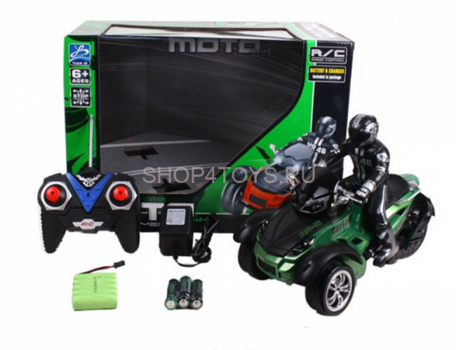 Радиоуправляемый зеленый мотоцикл Yuan Di Трицикл 1:10 - YD898-T53-G Радиоуправляемый зеленый мотоцикл Yuan Di Трицикл 1:10 - YD898-T53-G