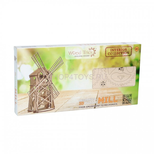 Механический 3D-пазл из дерева Wood Trick Мельница - 1234-1 Механический 3D-пазл из дерева Wood Trick Мельница - 1234-1