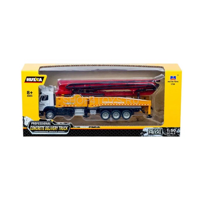 Металлический грузовик бетононасос HuiNa Toys 1:50 - HN1709-RED Металлический грузовик бетононасос HuiNa Toys 1:50 - HN1709-RED