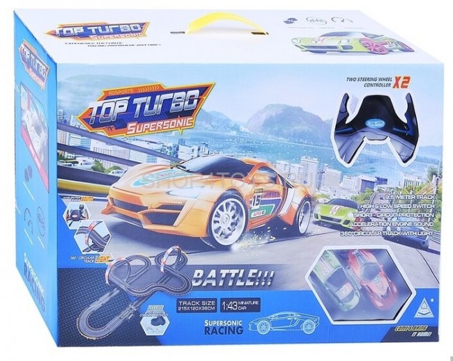 Гоночный автотрек Soba (950 см, 2 машинки на пульте, питание от сети, звук, свет) - SOBA-A47-19 Гоночный автотрек Soba (950 см, 2 машинки на пульте, питание от сети, звук, свет) - SOBA-A47-19