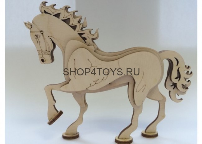 Конструктор 3D деревянный Lemmo Конь - С-6