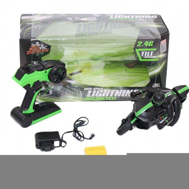 Радиоуправляемый черно-зеленый мотоцикл ZC333 4CH 1:12 2.4G - 333-MT01B-G