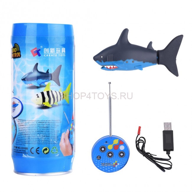Радиоуправляемая рыбка-акула (черная, водонепроницаемая в банке) - 3310B-1