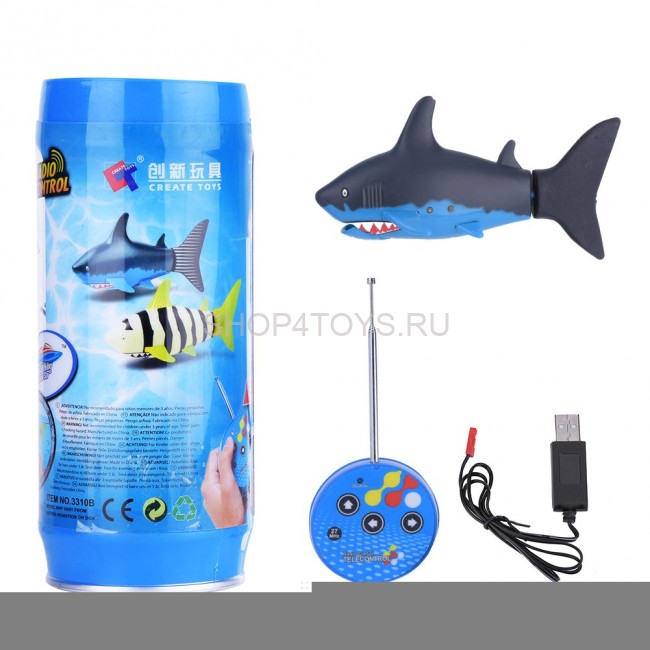 Радиоуправляемая рыбка-акула (черная, водонепроницаемая в банке) - 3310B-1