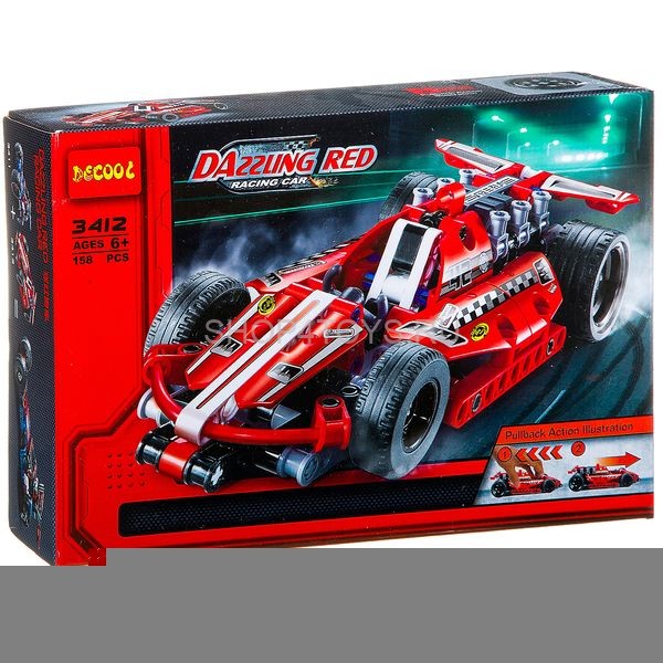 Конструктор DeCool гоночная машина с инерционным механизмом, 158 деталей - DL-3412