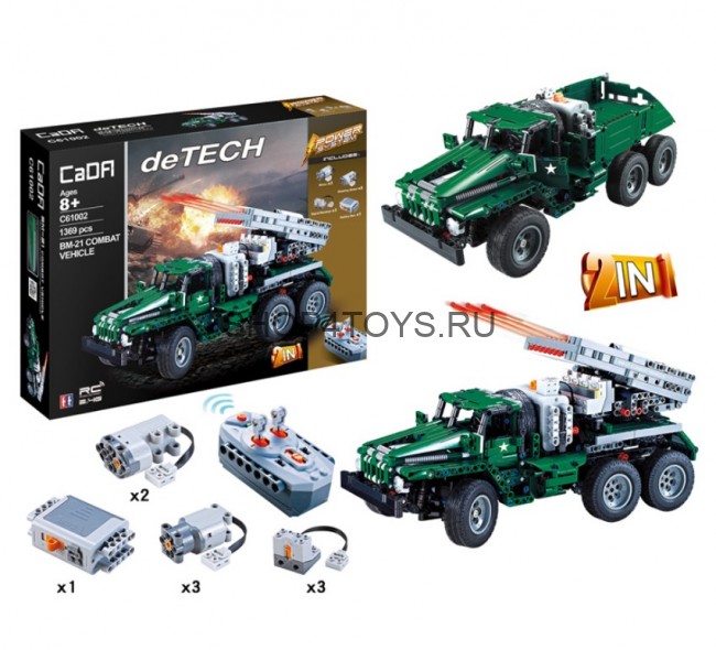 Конструктор Double E Cada Technics, боевая машина "Катюша", 1369 деталей, пульт управления - C61002W