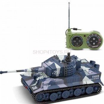 Радиоуправляемый танк Great Wall Tiger (серый камуфляж, 40MHz, 1:72) - 2117-3 При своем миниатюрном размере, танк выполнен в высокодетализированном корпусе, снабжен вращающейся на 360 градусов башней и перемещается на настоящих гусеницах.